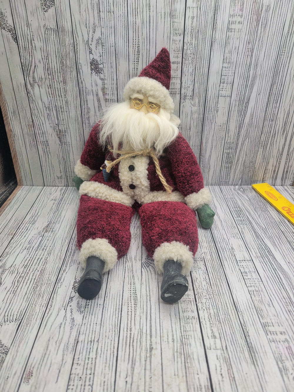 Primitive Folk Art Santa Doll  - Rustic Country Christmas 15” Tall Santa